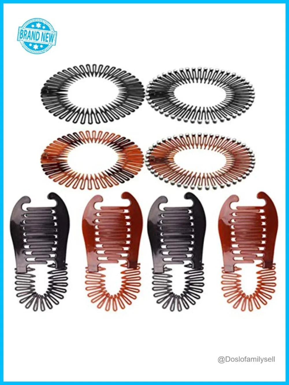 8 Pcs Flexible Interlocking Banana Clip Headband Set with Deep Teeth